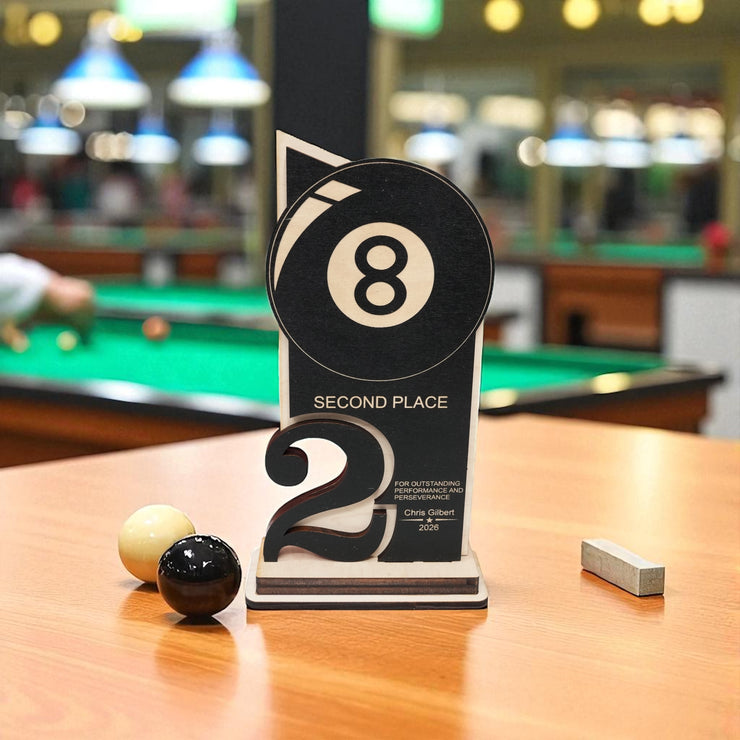 Trophy Award - PERSONALIZED - Billiards Pool - 1st 2nd 3rd Place - 9x5 Inches