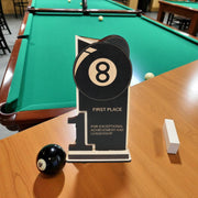 Trophy Award - CUSTOM - Billiards Pool - 1st 2nd 3rd Place - 9x5 Inches