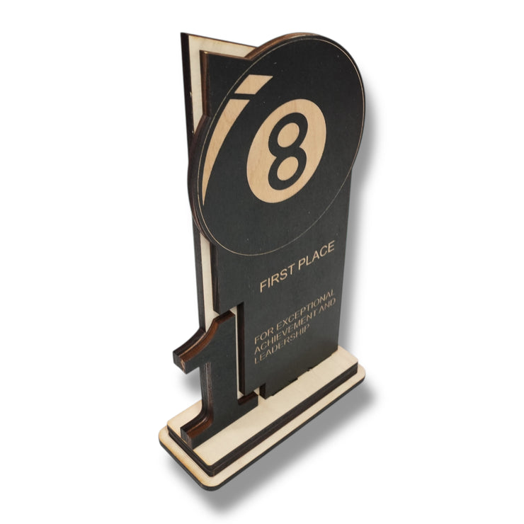 Trophy Award - CUSTOM - Billiards Pool - 1st 2nd 3rd Place - 9x5 Inches