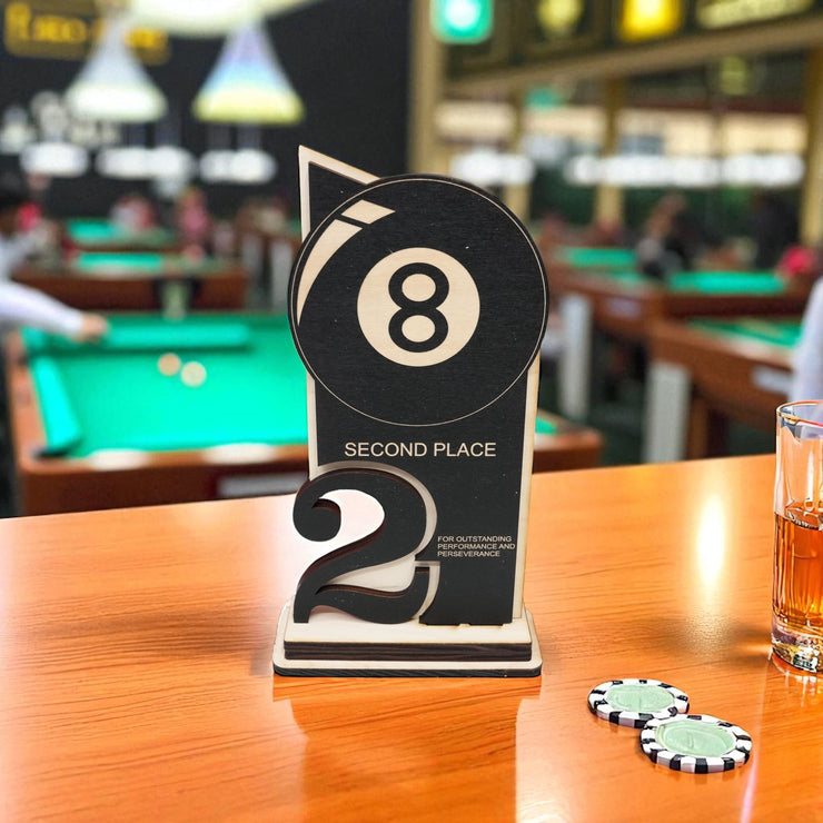 Trophy Award - CUSTOM - Billiards Pool - 1st 2nd 3rd Place - 9x5 Inches