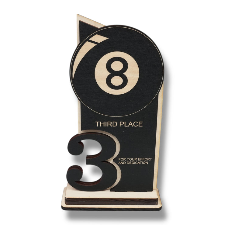 Trophy Award - CUSTOM - Billiards Pool - 1st 2nd 3rd Place - 9x5 Inches