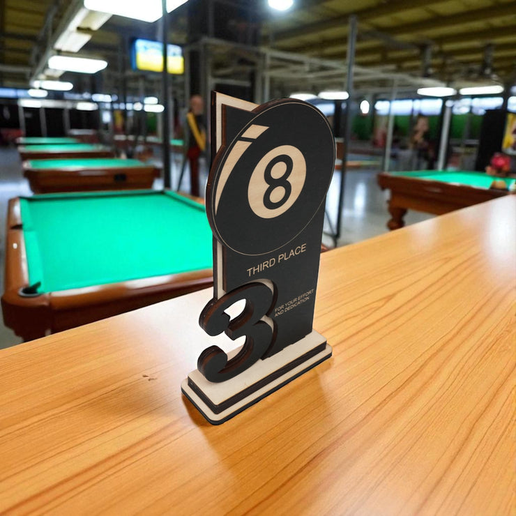 Trophy Award - CUSTOM - Billiards Pool - 1st 2nd 3rd Place - 9x5 Inches