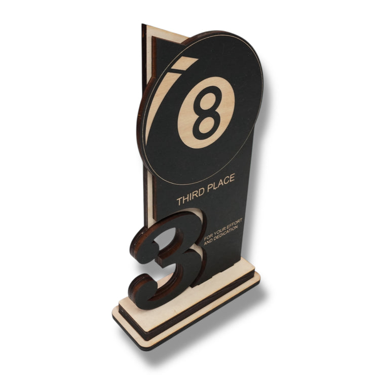Trophy Award - CUSTOM - Billiards Pool - 1st 2nd 3rd Place - 9x5 Inches