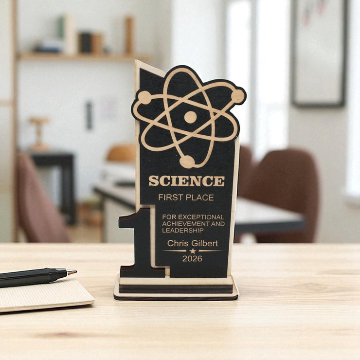 Trophy Award - PERSONALIZED - Science - 1st 2nd 3rd Place - 9x5 Inches