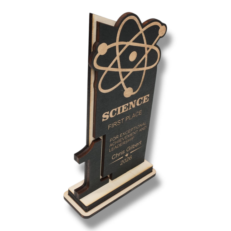 Trophy Award - PERSONALIZED - Science - 1st 2nd 3rd Place - 9x5 Inches