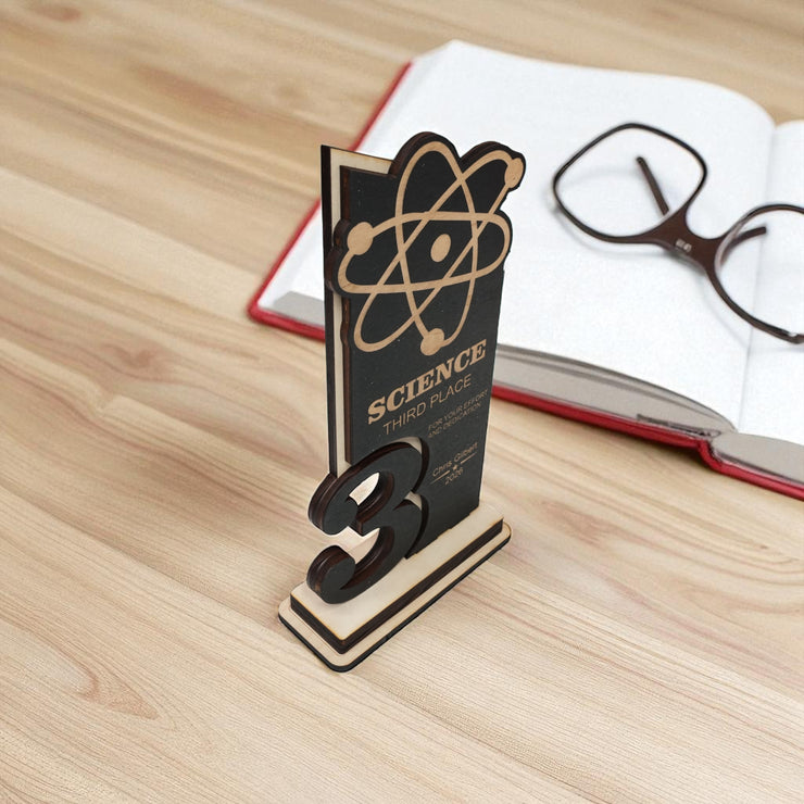 Trophy Award - PERSONALIZED - Science - 1st 2nd 3rd Place - 9x5 Inches