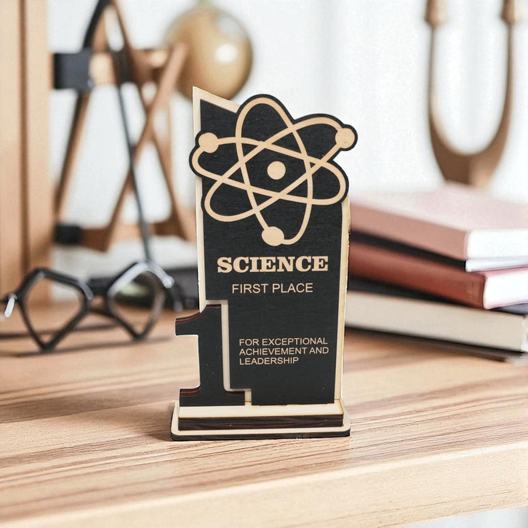 Trophy Award - CUSTOM - Science - 1st 2nd 3rd Place - 9x5 Inches