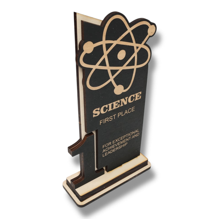 Trophy Award - CUSTOM - Science - 1st 2nd 3rd Place - 9x5 Inches
