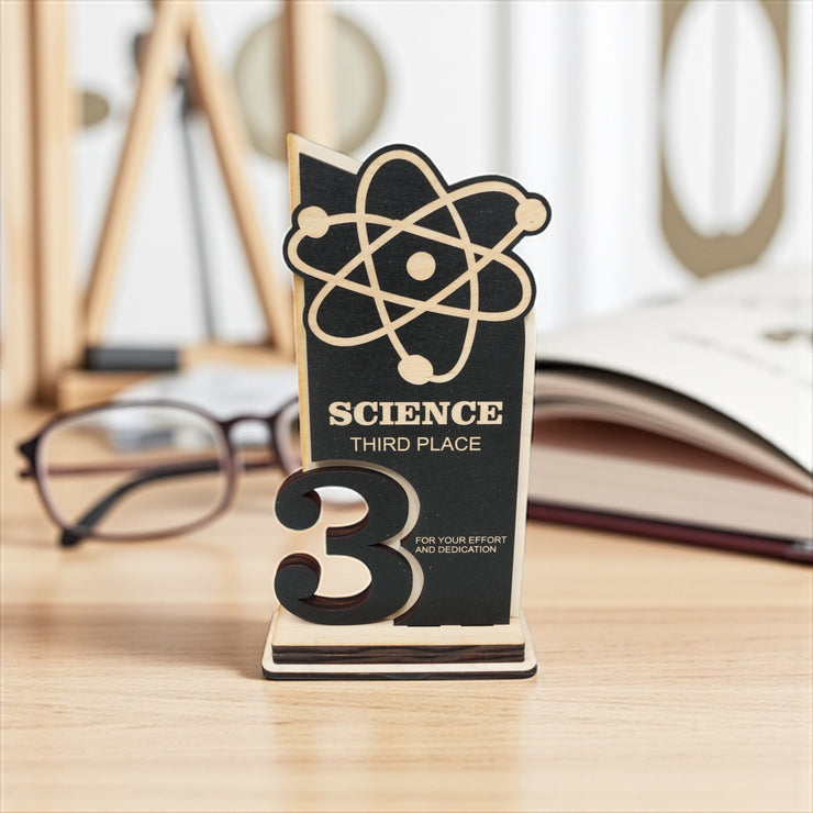 Trophy Award - CUSTOM - Science - 1st 2nd 3rd Place - 9x5 Inches