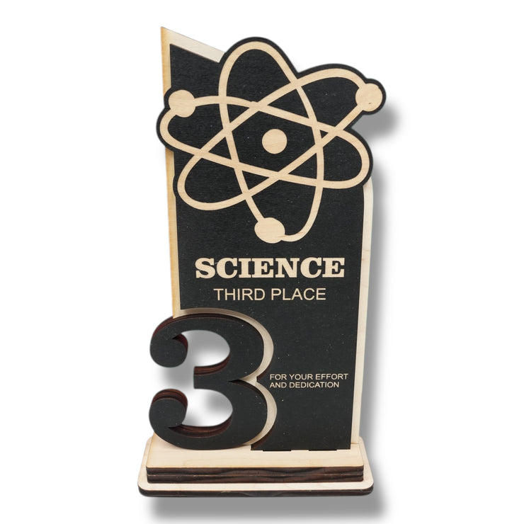 Trophy Award - CUSTOM - Science - 1st 2nd 3rd Place - 9x5 Inches