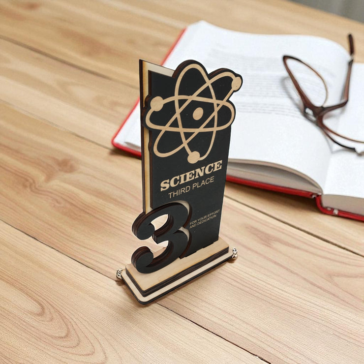 Trophy Award - CUSTOM - Science - 1st 2nd 3rd Place - 9x5 Inches