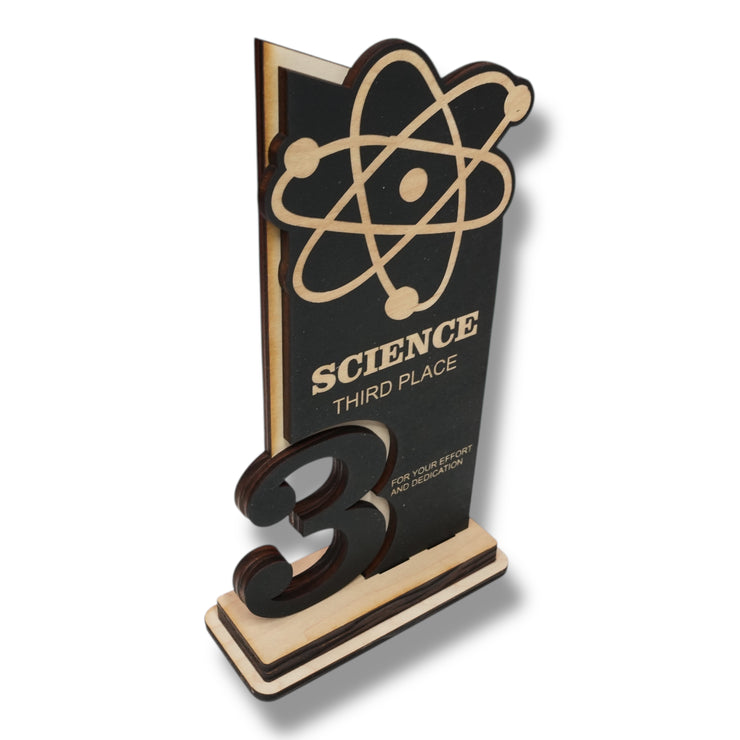 Trophy Award - CUSTOM - Science - 1st 2nd 3rd Place - 9x5 Inches