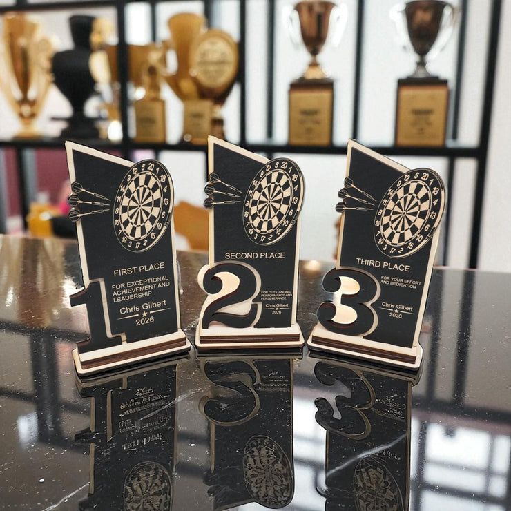 Trophy Award - PERSONALIZED - Darts - 1st 2nd 3rd Place - 9x5 Inches