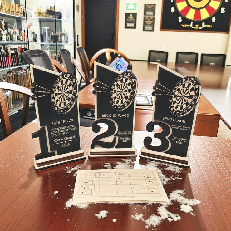 Trophy Award - PERSONALIZED - Darts - 1st 2nd 3rd Place - 9x5 Inches
