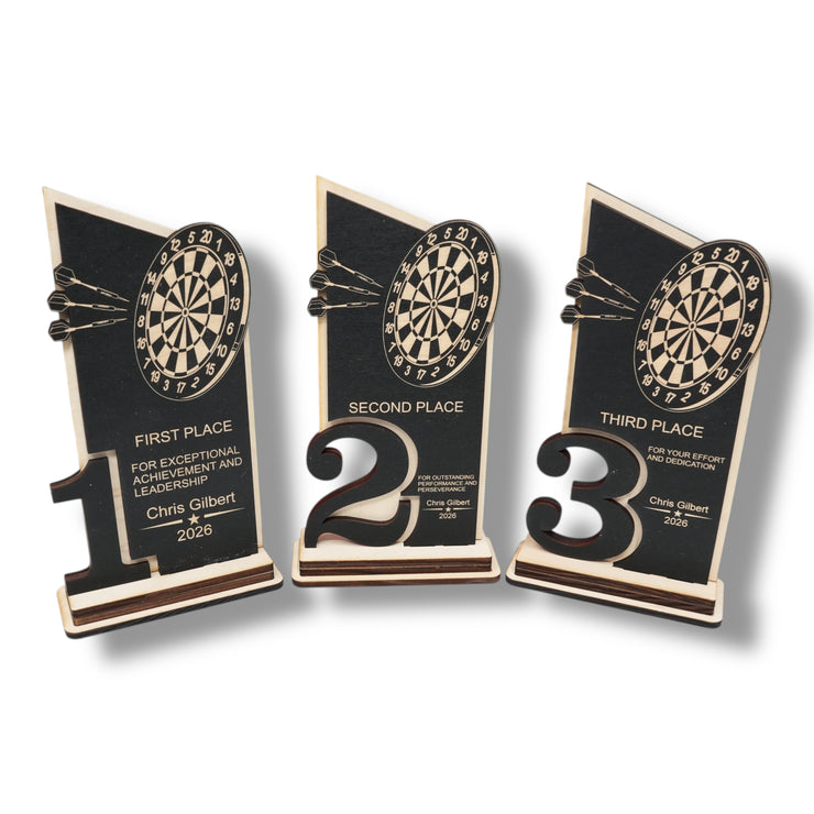 Trophy Award - PERSONALIZED - Darts - 1st 2nd 3rd Place - 9x5 Inches