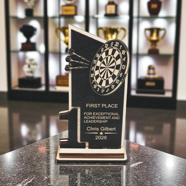 Trophy Award - PERSONALIZED - Darts - 1st 2nd 3rd Place - 9x5 Inches