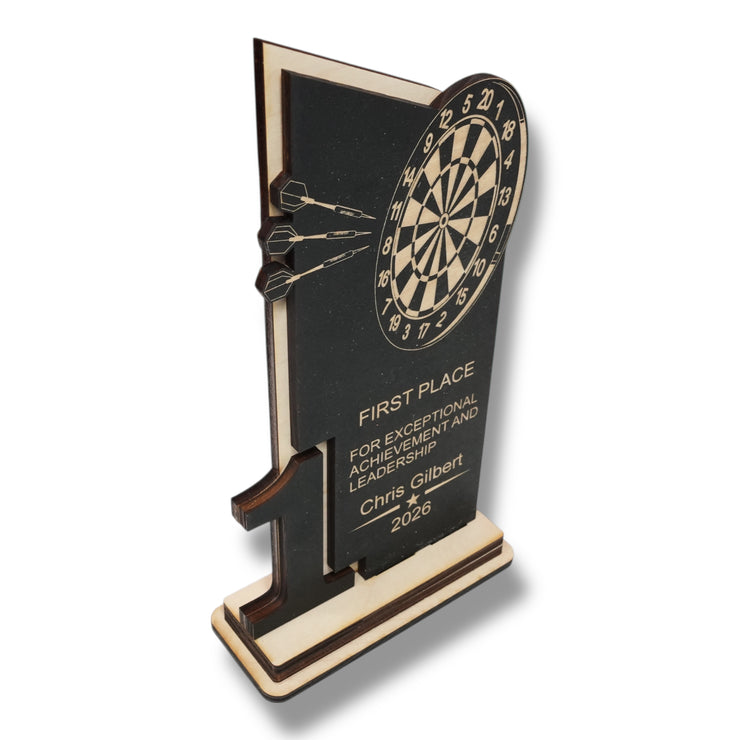Trophy Award - PERSONALIZED - Darts - 1st 2nd 3rd Place - 9x5 Inches
