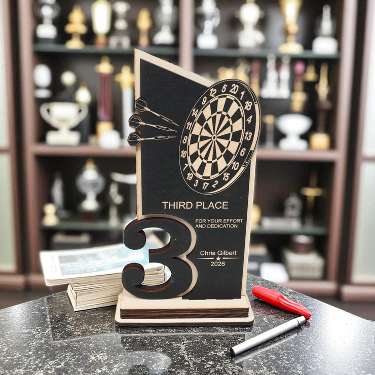 Trophy Award - PERSONALIZED - Darts - 1st 2nd 3rd Place - 9x5 Inches