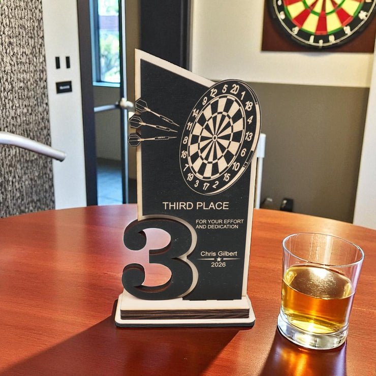 Trophy Award - PERSONALIZED - Darts - 1st 2nd 3rd Place - 9x5 Inches