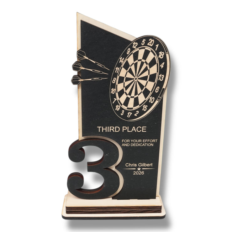 Trophy Award - PERSONALIZED - Darts - 1st 2nd 3rd Place - 9x5 Inches