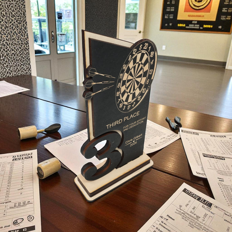 Trophy Award - PERSONALIZED - Darts - 1st 2nd 3rd Place - 9x5 Inches