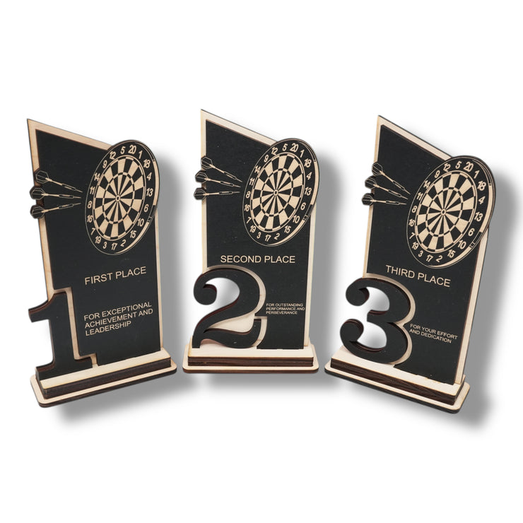 Trophy Award - CUSTOM - Darts - 1st 2nd 3rd Place - 9x5 Inches
