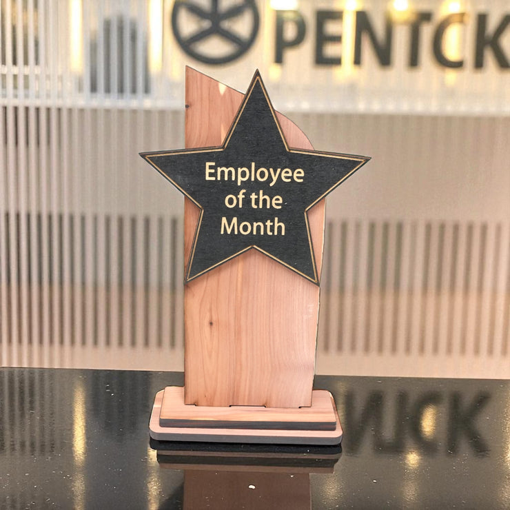 Trophy Award CEDAR  - CUSTOM - Employee of the Month - 9x5 Inches