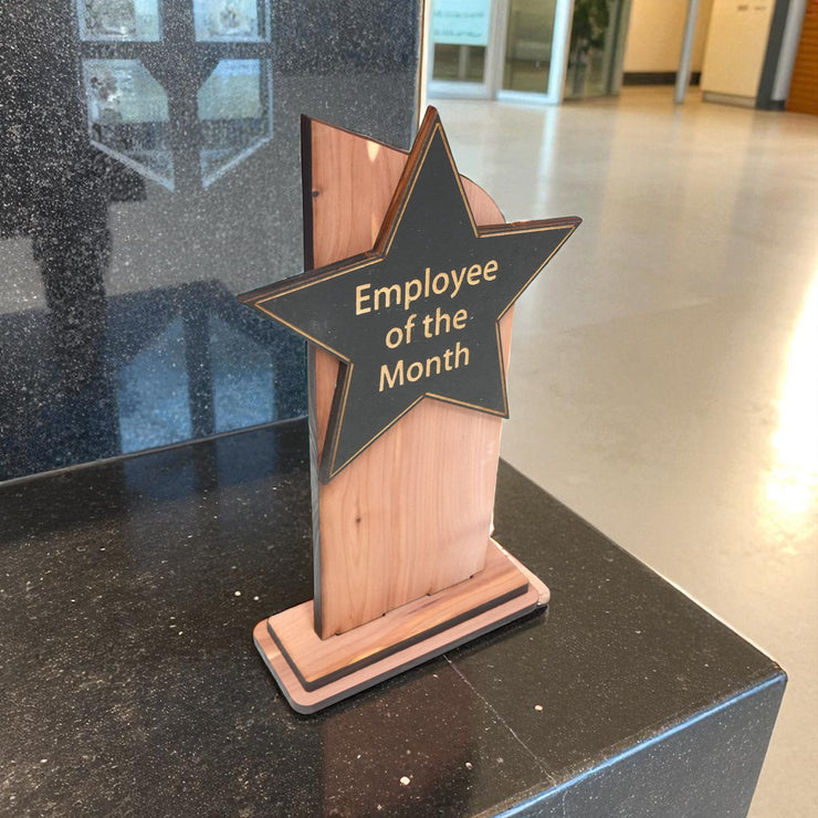 Trophy Award CEDAR  - CUSTOM - Employee of the Month - 9x5 Inches