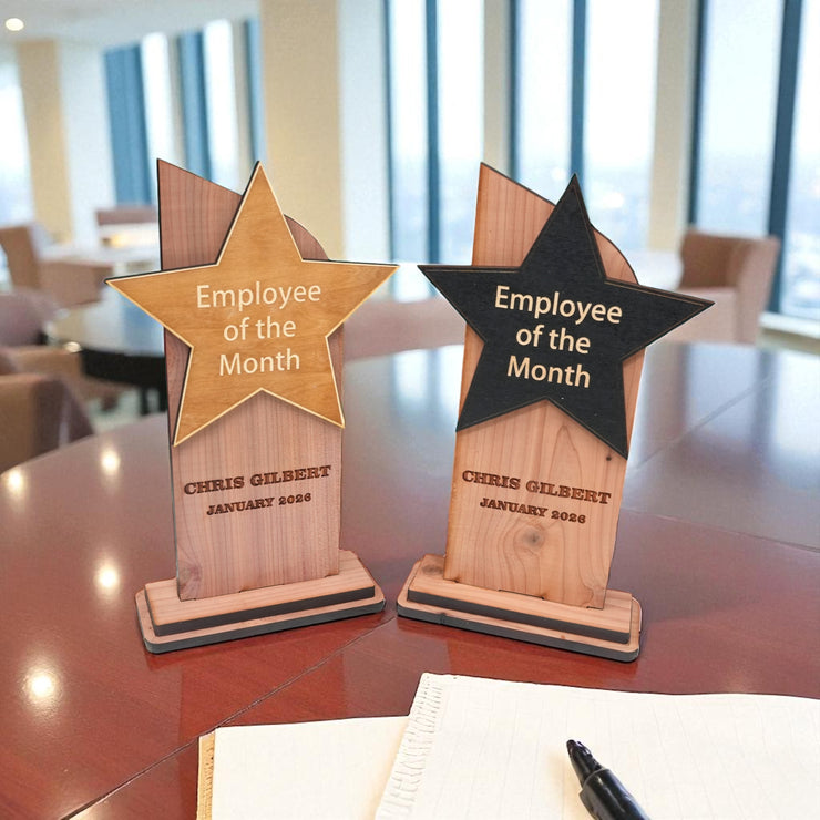 Trophy Award CEDAR  - PERSONALIZED - Employee of the Month - 9x5 Inches