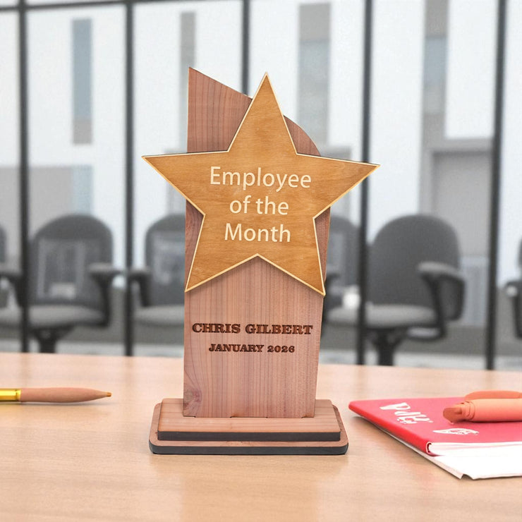 Trophy Award CEDAR  - PERSONALIZED - Employee of the Month - 9x5 Inches