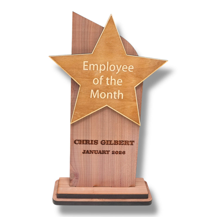 Trophy Award CEDAR  - PERSONALIZED - Employee of the Month - 9x5 Inches