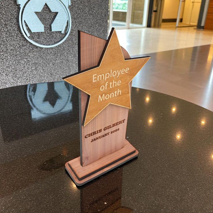 Trophy Award CEDAR  - PERSONALIZED - Employee of the Month - 9x5 Inches