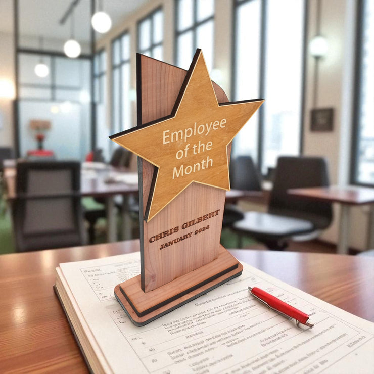 Trophy Award CEDAR  - PERSONALIZED - Employee of the Month - 9x5 Inches