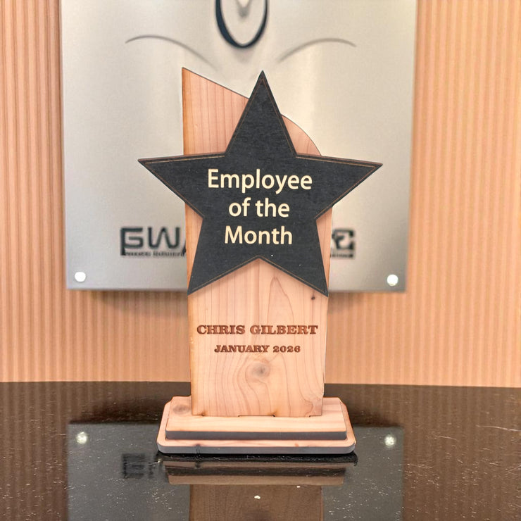 Trophy Award CEDAR  - PERSONALIZED - Employee of the Month - 9x5 Inches