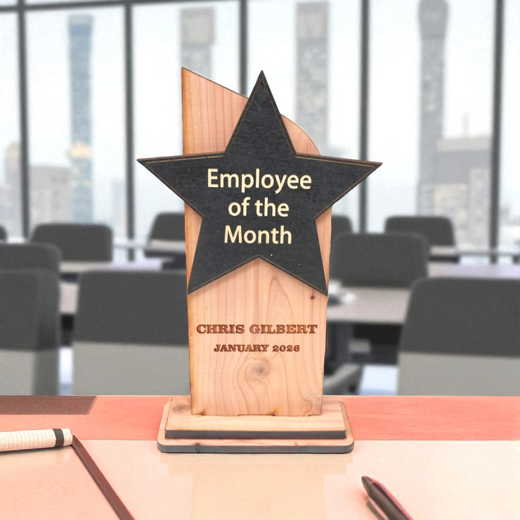 Trophy Award CEDAR  - PERSONALIZED - Employee of the Month - 9x5 Inches