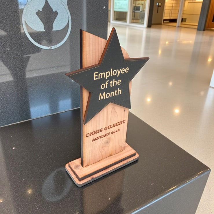 Trophy Award CEDAR  - PERSONALIZED - Employee of the Month - 9x5 Inches
