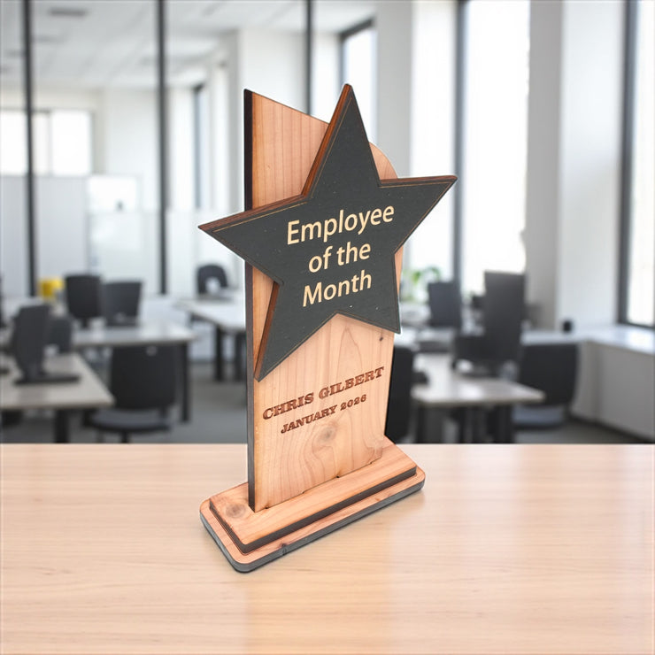 Trophy Award CEDAR  - PERSONALIZED - Employee of the Month - 9x5 Inches