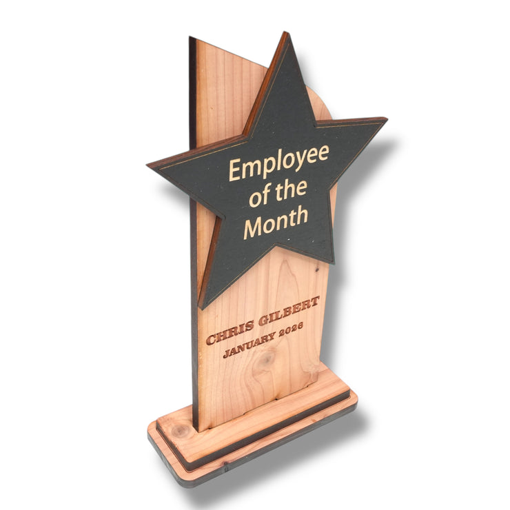 Trophy Award CEDAR  - PERSONALIZED - Employee of the Month - 9x5 Inches
