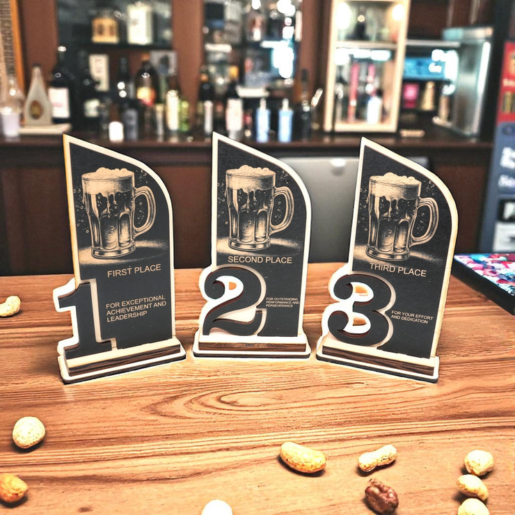 Trophy Award - CUSTOM - Beer - 1st 2nd 3rd Place - 9x5 Inches