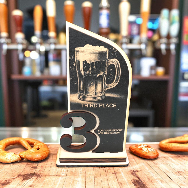 Trophy Award - CUSTOM - Beer - 1st 2nd 3rd Place - 9x5 Inches