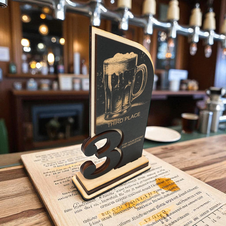 Trophy Award - CUSTOM - Beer - 1st 2nd 3rd Place - 9x5 Inches