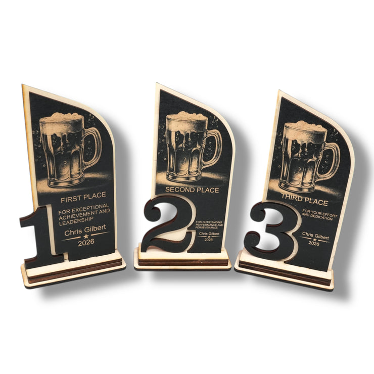 Trophy Award - PERSONALIZED - Beer - 1st 2nd 3rd Place - 9x5 Inches