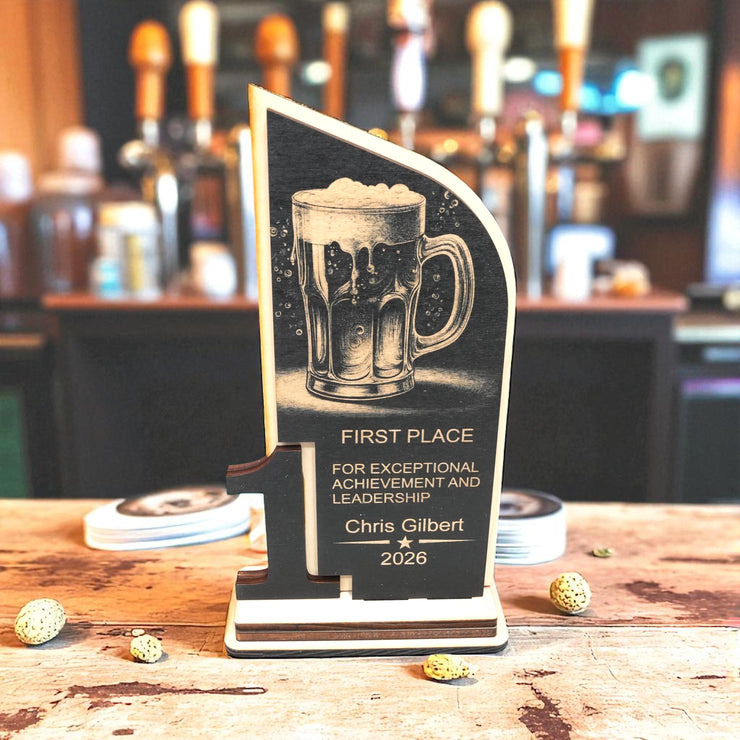 Trophy Award - PERSONALIZED - Beer - 1st 2nd 3rd Place - 9x5 Inches