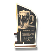 Trophy Award - PERSONALIZED - Beer - 1st 2nd 3rd Place - 9x5 Inches