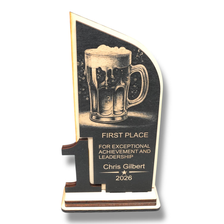Trophy Award - PERSONALIZED - Beer - 1st 2nd 3rd Place - 9x5 Inches