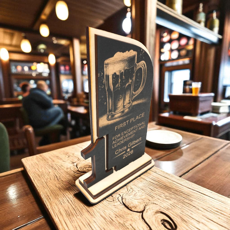 Trophy Award - PERSONALIZED - Beer - 1st 2nd 3rd Place - 9x5 Inches
