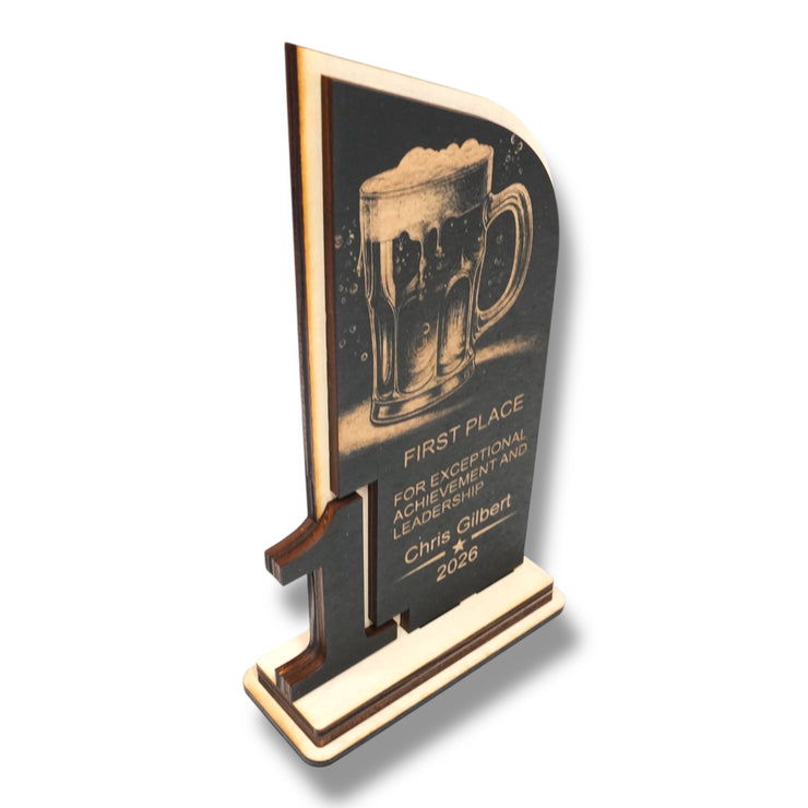 Trophy Award - PERSONALIZED - Beer - 1st 2nd 3rd Place - 9x5 Inches