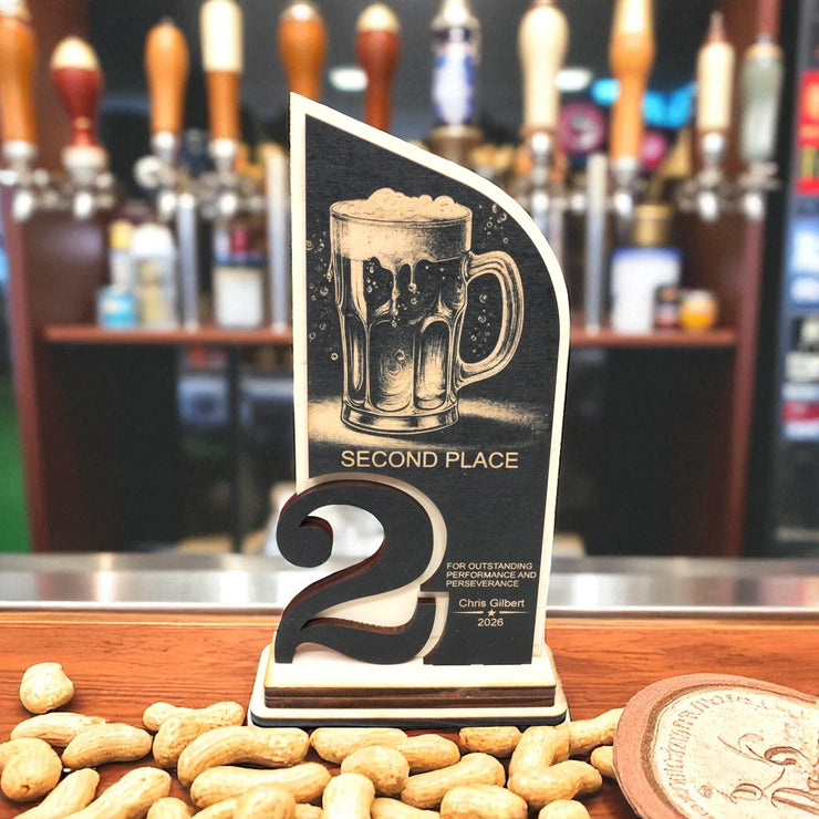 Trophy Award - PERSONALIZED - Beer - 1st 2nd 3rd Place - 9x5 Inches