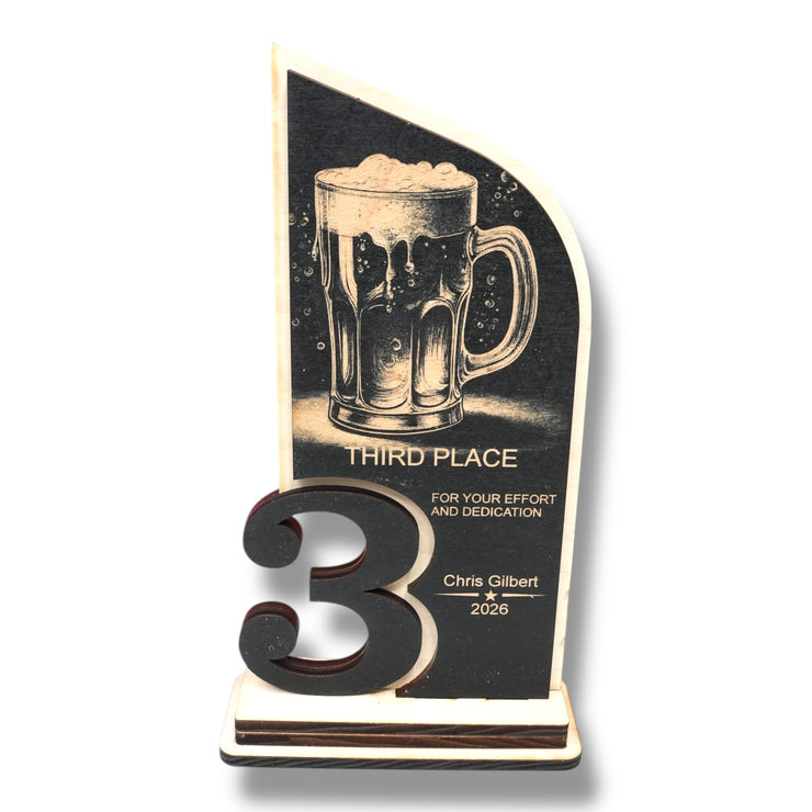 Trophy Award - PERSONALIZED - Beer - 1st 2nd 3rd Place - 9x5 Inches