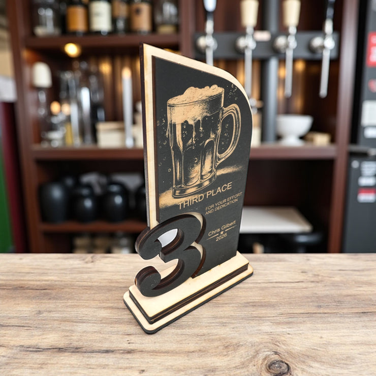 Trophy Award - PERSONALIZED - Beer - 1st 2nd 3rd Place - 9x5 Inches